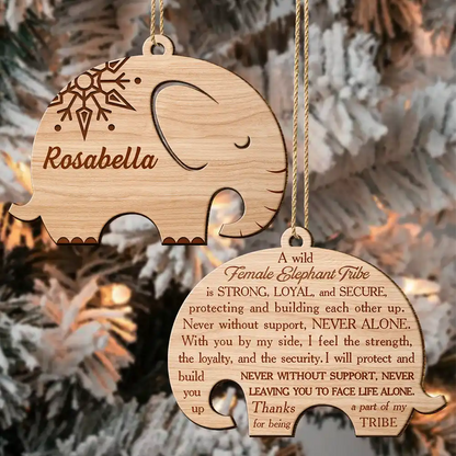 Elephant Sisterhood Sister Bestie Thank You - Personalized Wooden Ornament Print 2 Sides