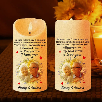 Custom Photo In Case I Don't Say It Enough Couples - Personalized Flameless LED Candle