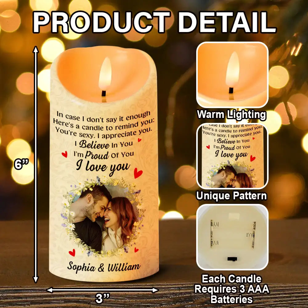 Custom Photo In Case I Don't Say It Enough Couples - Personalized Flameless LED Candle