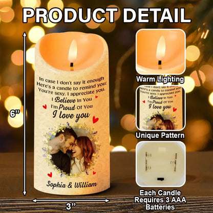 Custom Photo In Case I Don't Say It Enough Couples - Personalized Flameless LED Candle