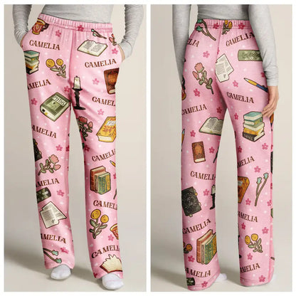 Custom Name Reading Book Lover Books Pattern - Personalized Pajama Pants