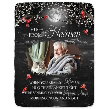 Custom Photo A Hug From Heaven When You Really Miss Me Memorial - Personalized Fleece Blanket