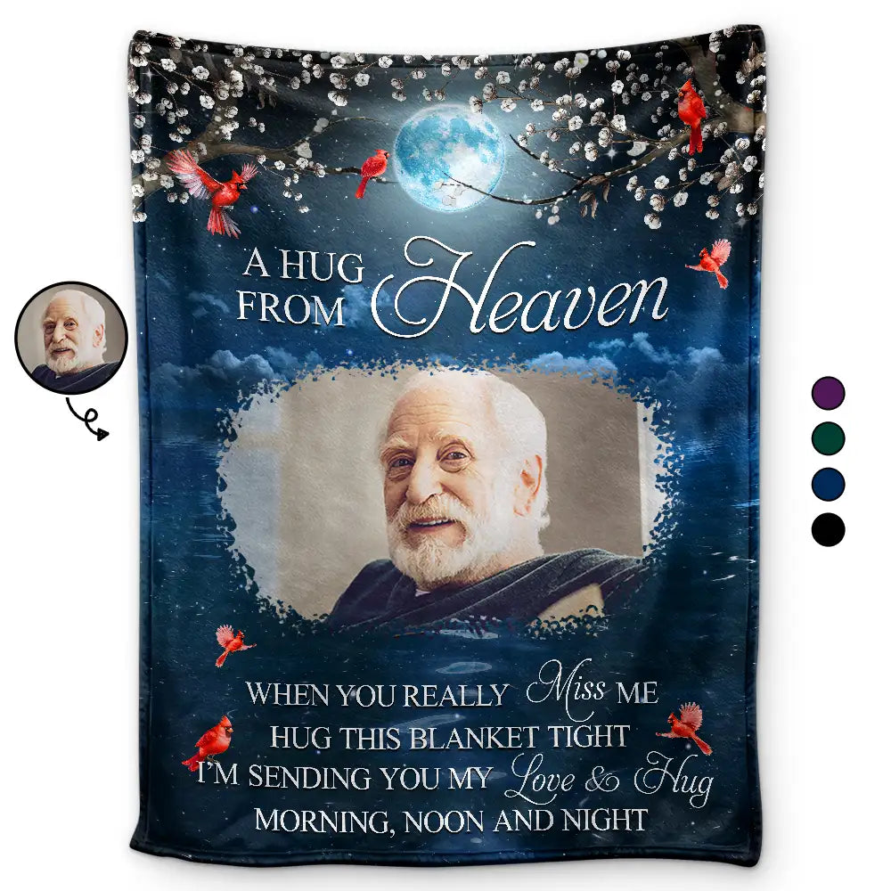 Custom Photo A Hug From Heaven When You Really Miss Me Memorial - Personalized Fleece Blanket