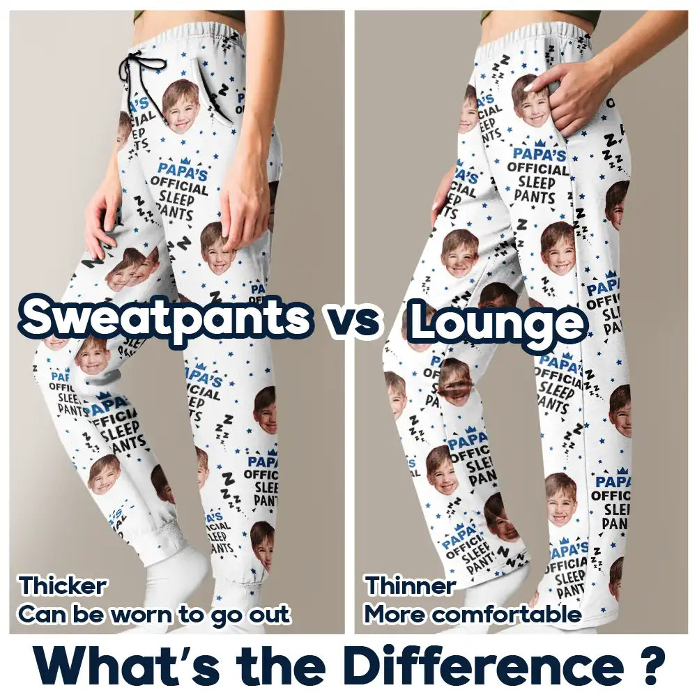 Custom Photo Papa's Official Sleep Pants - Personalized Pajama Pants