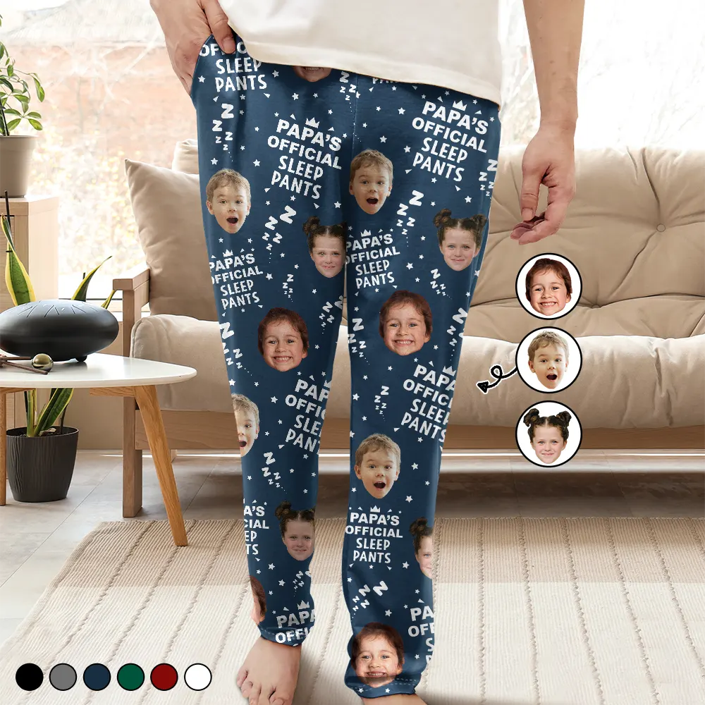 Custom Photo Papa's Official Sleep Pants - Personalized Pajama Pants