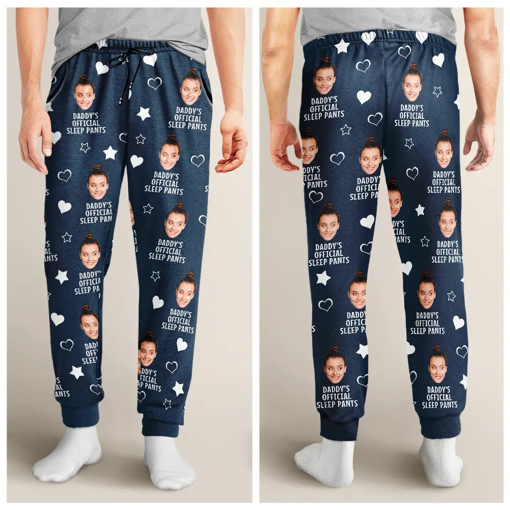 Custom Photo Funny Couple Daddy's Official Sleep Pants - Personalized Pajama Pants