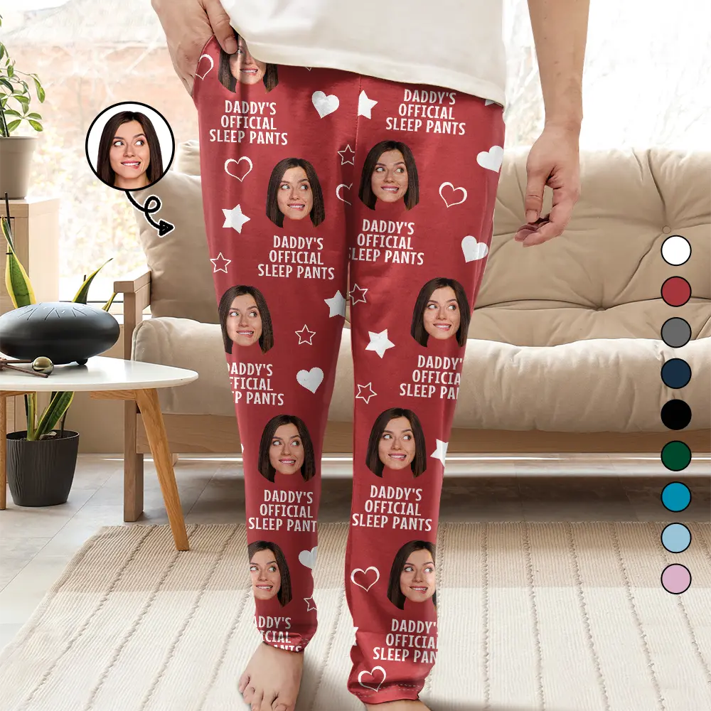 Custom Photo Funny Couple Daddy's Official Sleep Pants - Personalized Pajama Pants