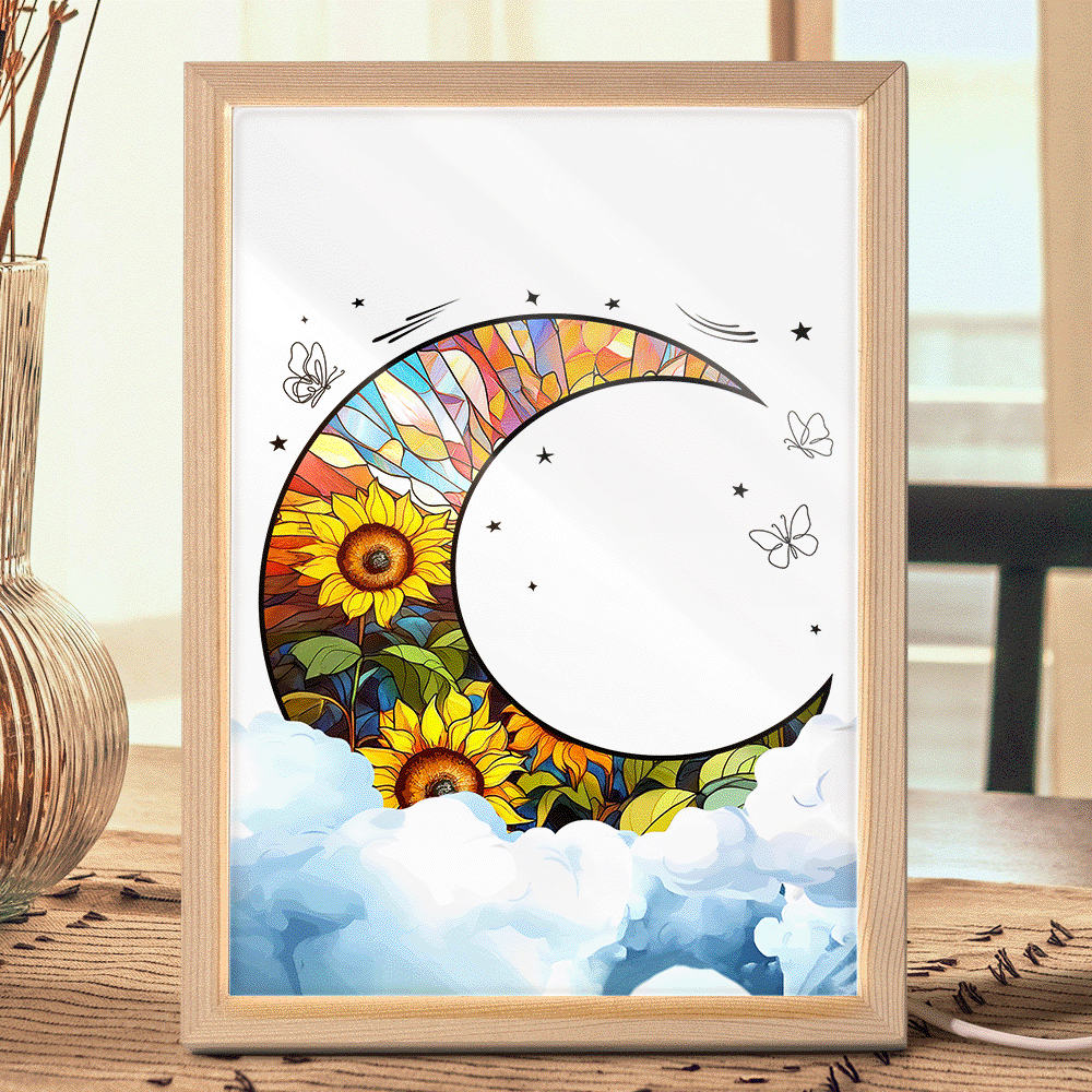 Custom Photo Moon Memorial Your Light Will Always Shine In My Heart - Personalized Light Up Picture Frame