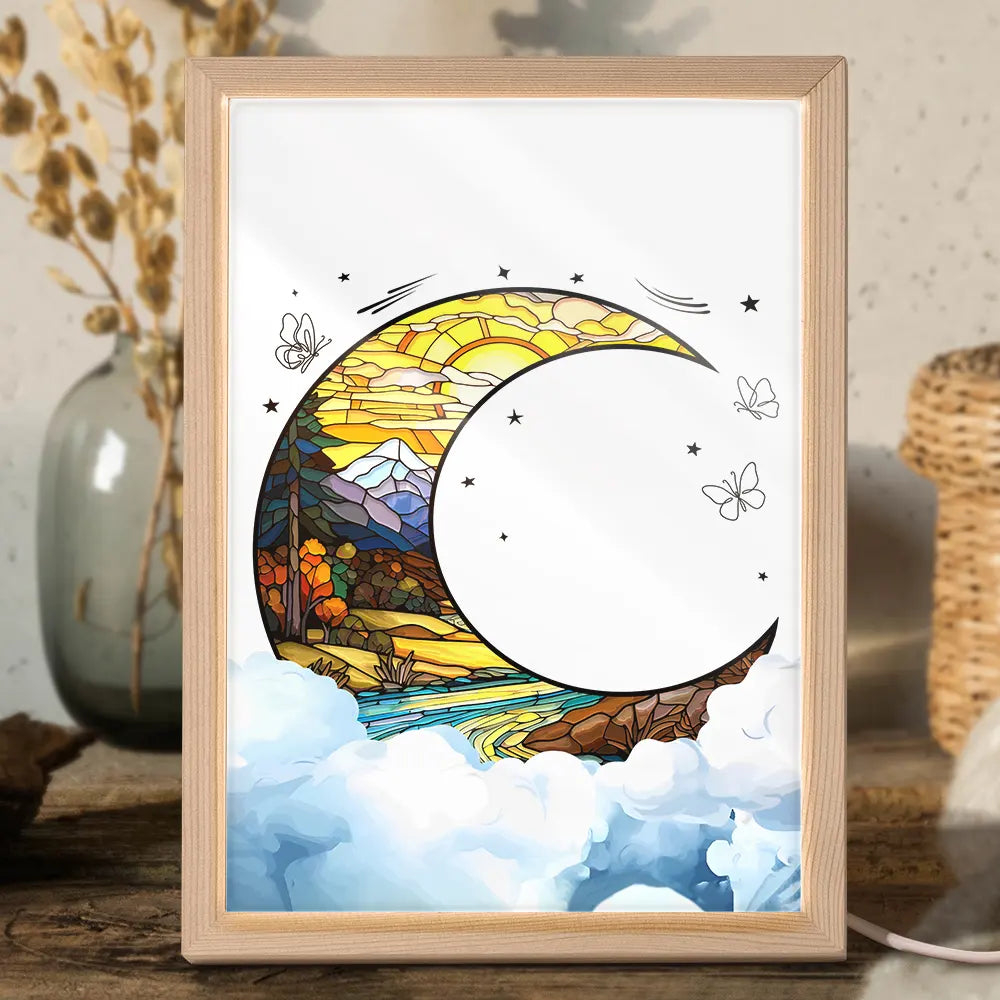 Custom Photo Moon Memorial Your Light Will Always Shine In My Heart - Personalized Light Up Picture Frame