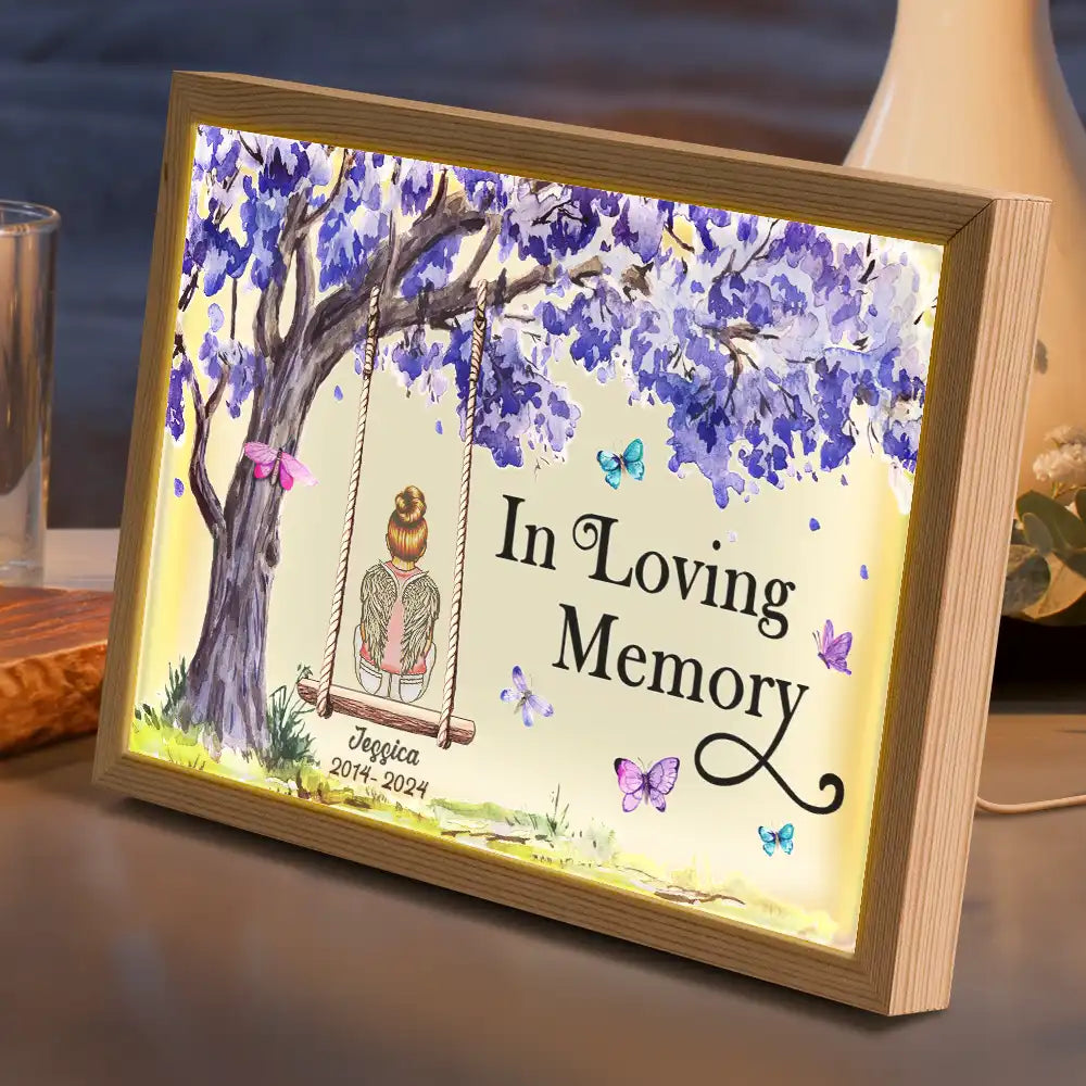 Memorial Purple Tree Back Family I'm Always With You - Personalized Light Up Picture Frame