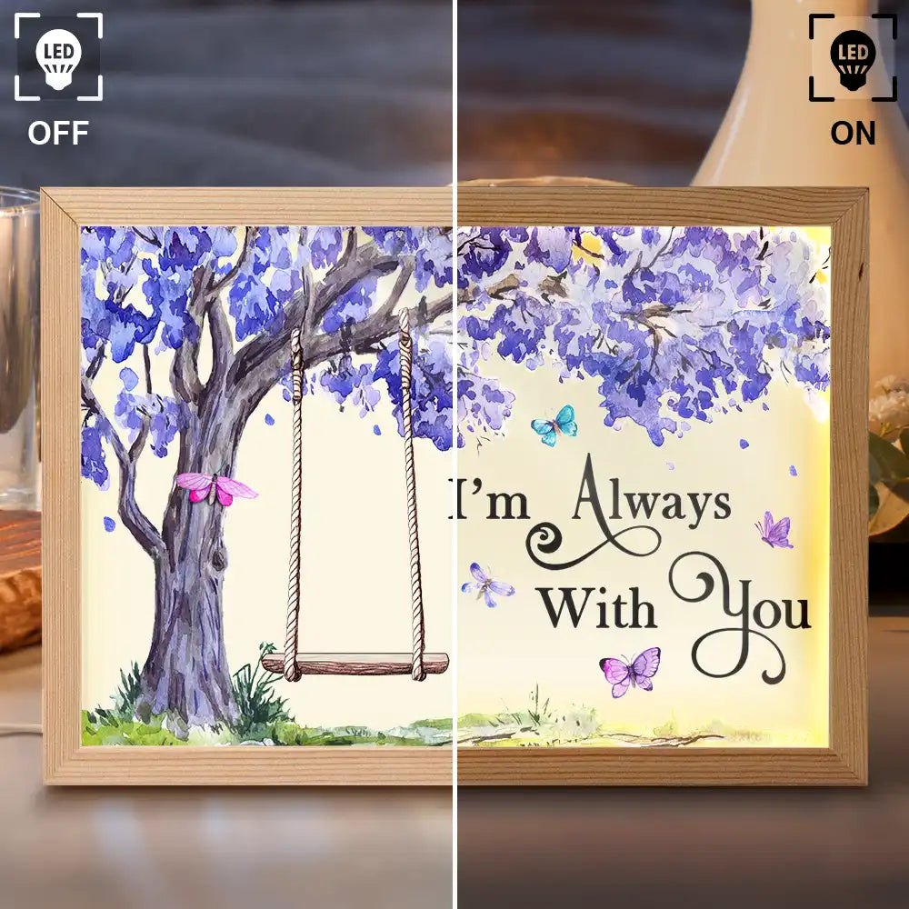 Memorial Purple Tree Back Family I'm Always With You - Personalized Light Up Picture Frame