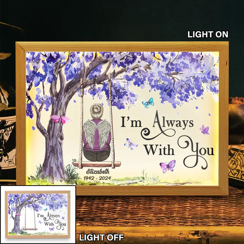 Memorial Purple Tree Back Family I'm Always With You - Personalized Light Up Picture Frame