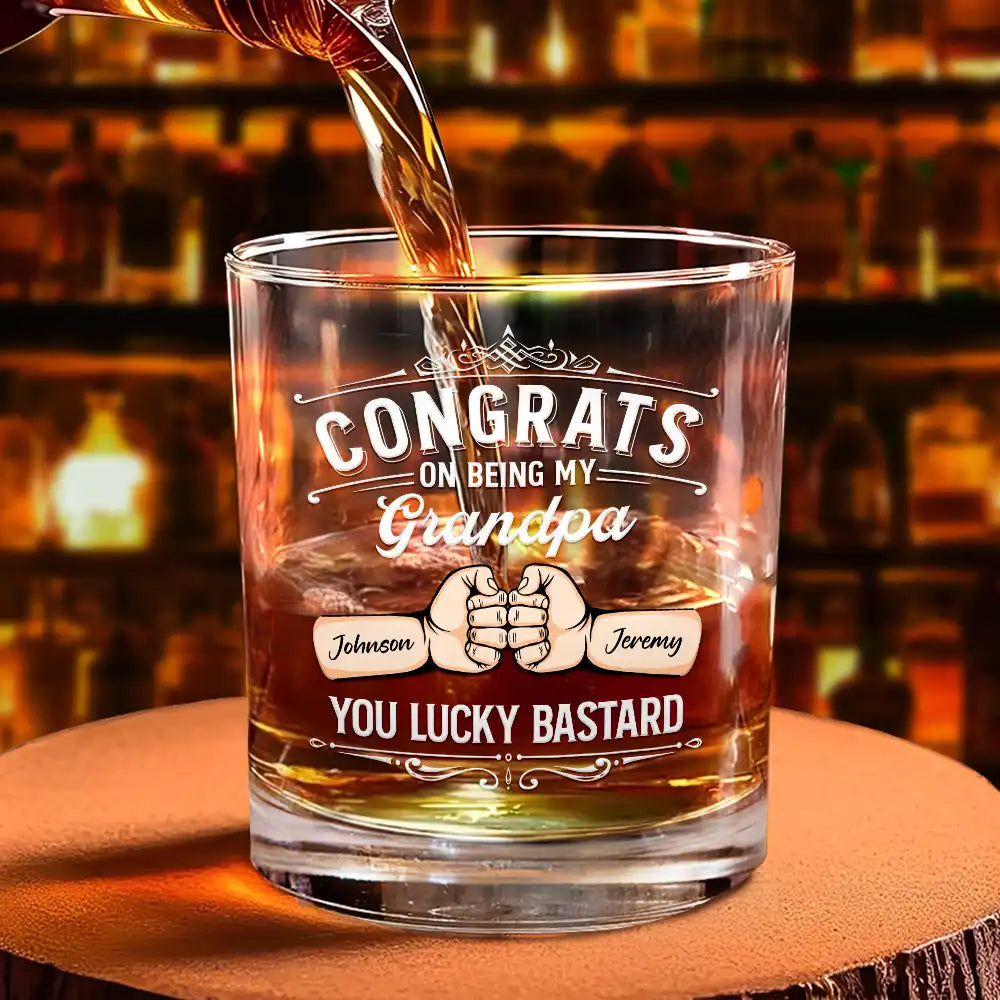 Congrats On Being My Brother You Lucky Man Hand Punch - Personalized Whiskey Glass