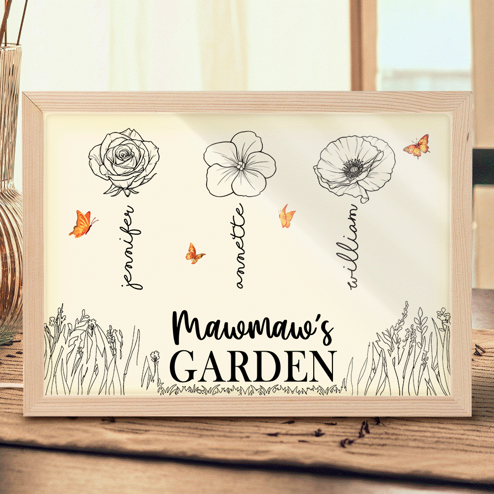 Grandma's Garden Birth Month Flowers - Personalized Light Up Picture Frame