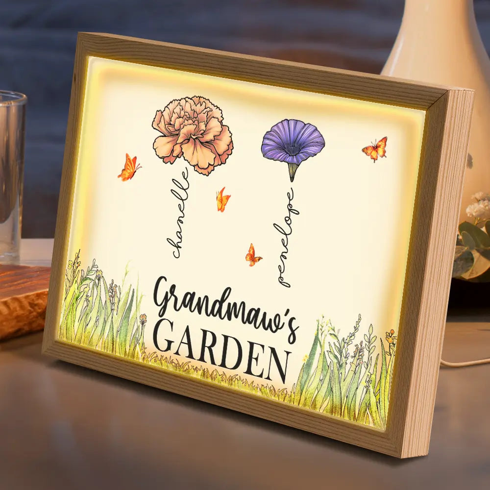 Grandma's Garden Birth Month Flowers - Personalized Light Up Picture Frame