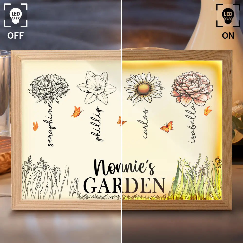 Grandma's Garden Birth Month Flowers - Personalized Light Up Picture Frame