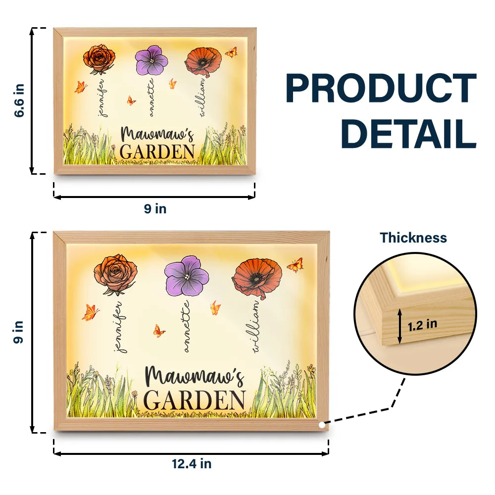 Grandma's Garden Birth Month Flowers - Personalized Light Up Picture Frame