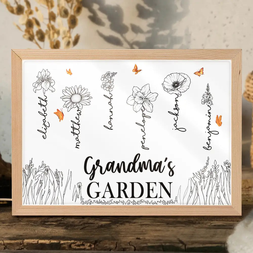 Grandma's Garden Birth Month Flowers - Personalized Light Up Picture Frame