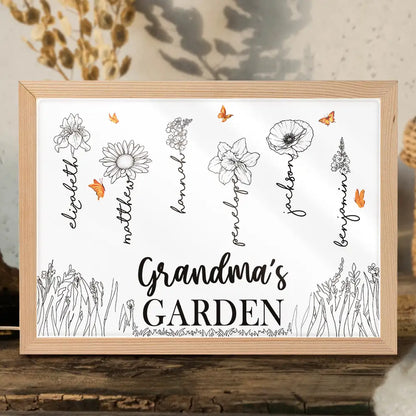 Grandma's Garden Birth Month Flowers - Personalized Light Up Picture Frame