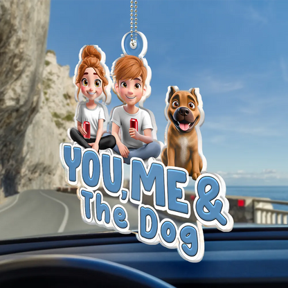 You And Me And The Dogs Couple - Personalized Acrylic Car Hanger