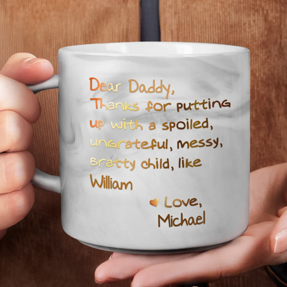Mom Thanks For Putting Up With My Sibling From Favorite Child - Personalized Marble Mug