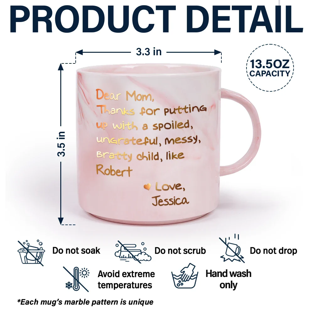 Mom Thanks For Putting Up With My Sibling From Favorite Child - Personalized Marble Mug