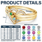 Custom Name Gemstones Jewelry Heart Shaped For Grandma Mom - Personalized Birthstone Heart Ring