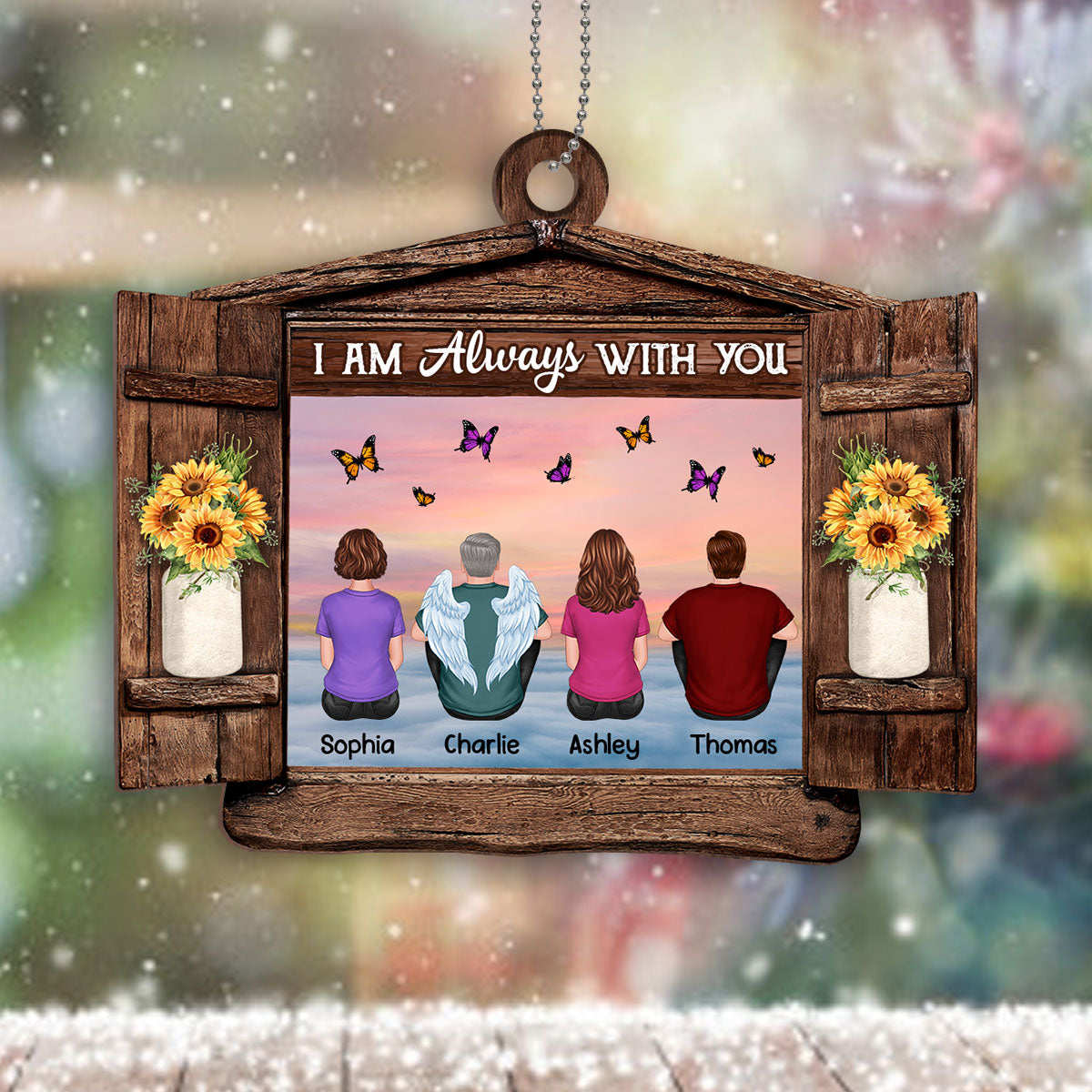Family Memorial Window Remembrance Gift Personalized Wooden Ornament