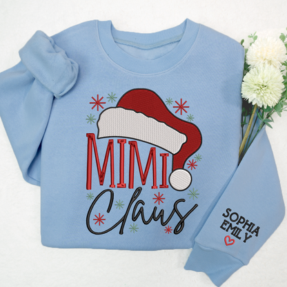 Embroidery Mimi Claus Christmas And Grandkids Sweatshirt