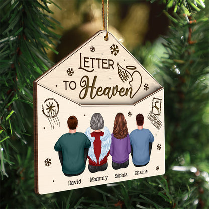 Letter To Heaven Family Sitting Memorial Personalized 3-Layer Wooden Ornament