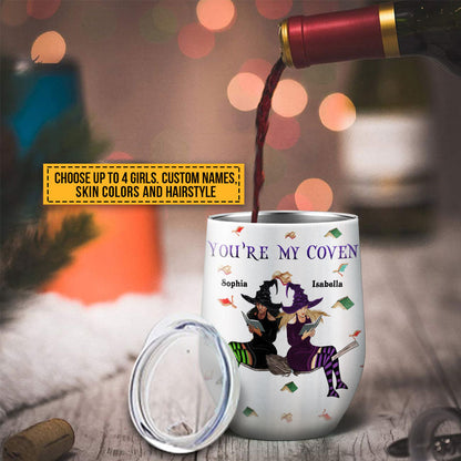 Book Witch Reading Witchery Bestie Halloween Friends BFF Sisters We Choose Custom Wine Tumbler