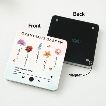 Grandma's Kitchen Birth Month Flower Personalized Music Fridge Magnet, Heartfelt Mother's Day Gift, Birthday Gift for Grandma