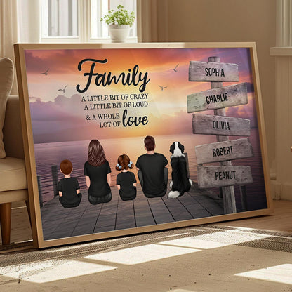 Retro Vintage Family A Little Whole Lot of Love Sign Posts Personalized Poster, Unique 2024 Christmas Gift For Family