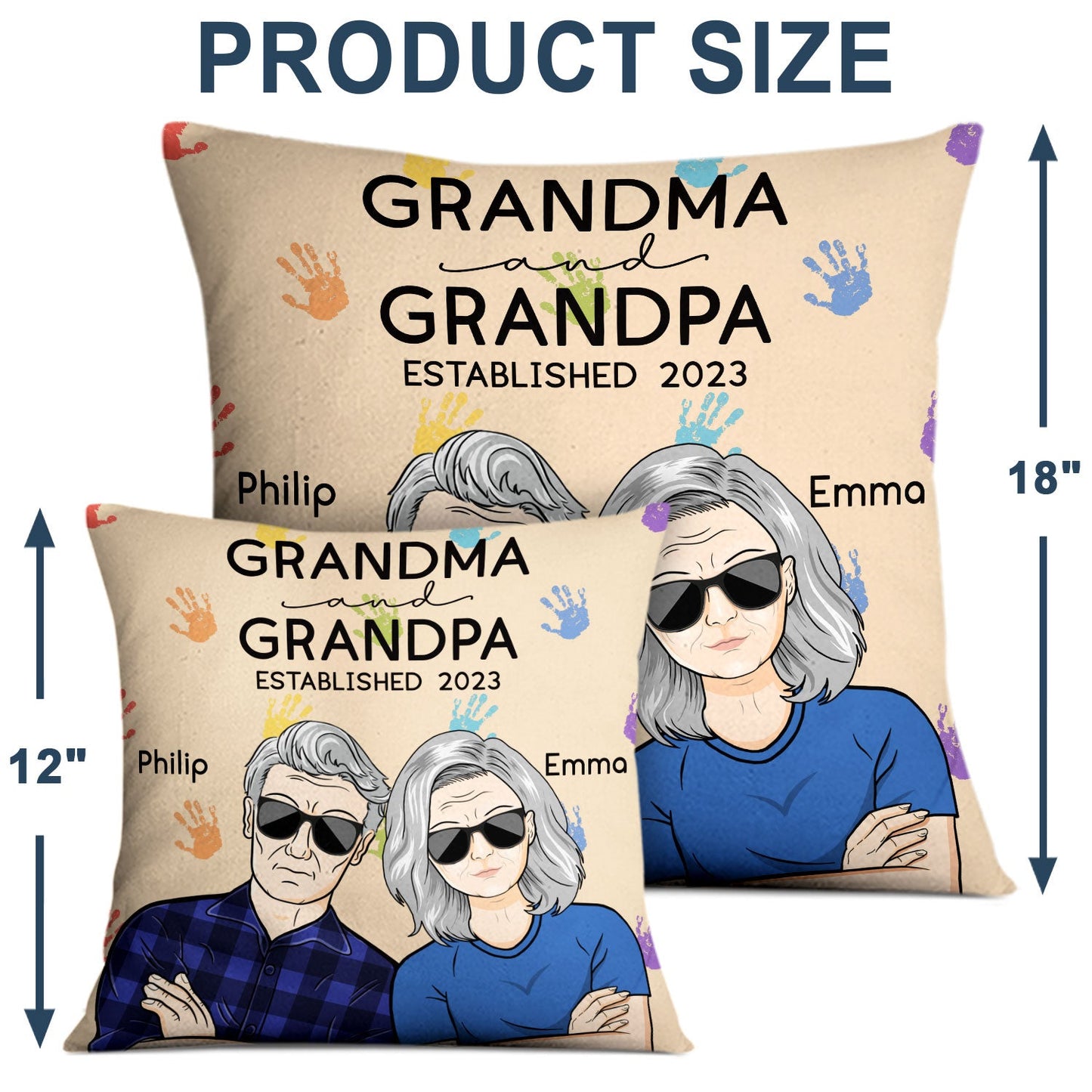 Grandma & Grandpa Established - Gift For Grandma Grandpa - Personalized Custom Pillow