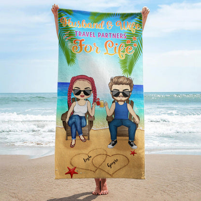 Love You To The Beach And Back Summer Vacation - Birthday, Anniversary Gift For Spouse, Lover, Husband, Wife, Boyfriend, Girlfriend, Couples - Personalized Custom Beach Towel