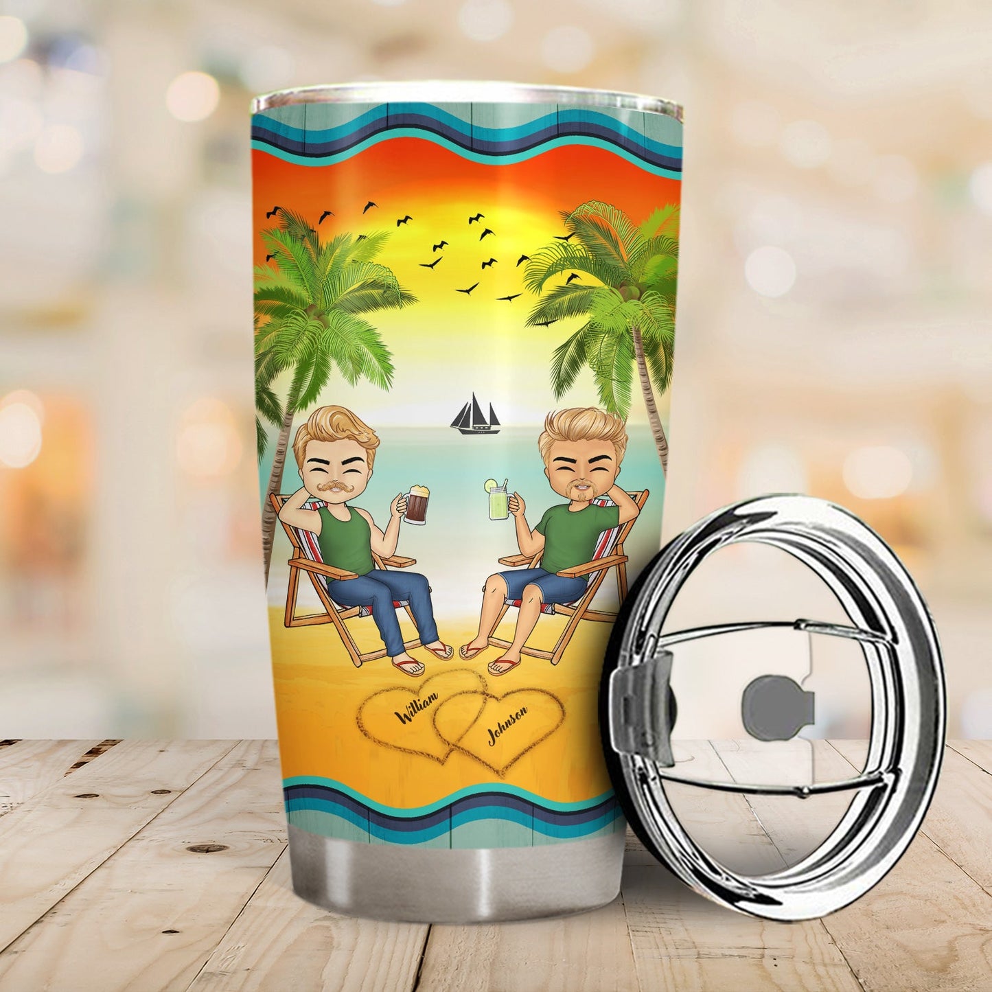 To The Beach And Back Summer Vacation - Birthday, Anniversary Gift For Spouse, Lover, Husband, Wife, Boyfriend, Girlfriend, Couples - Personalized Custom Tumbler