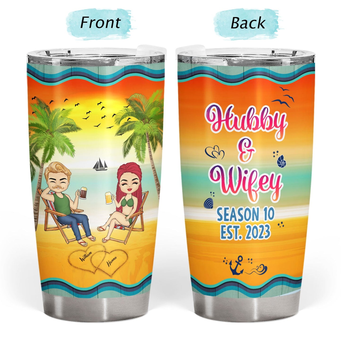 To The Beach And Back Summer Vacation - Birthday, Anniversary Gift For Spouse, Lover, Husband, Wife, Boyfriend, Girlfriend, Couples - Personalized Custom Tumbler