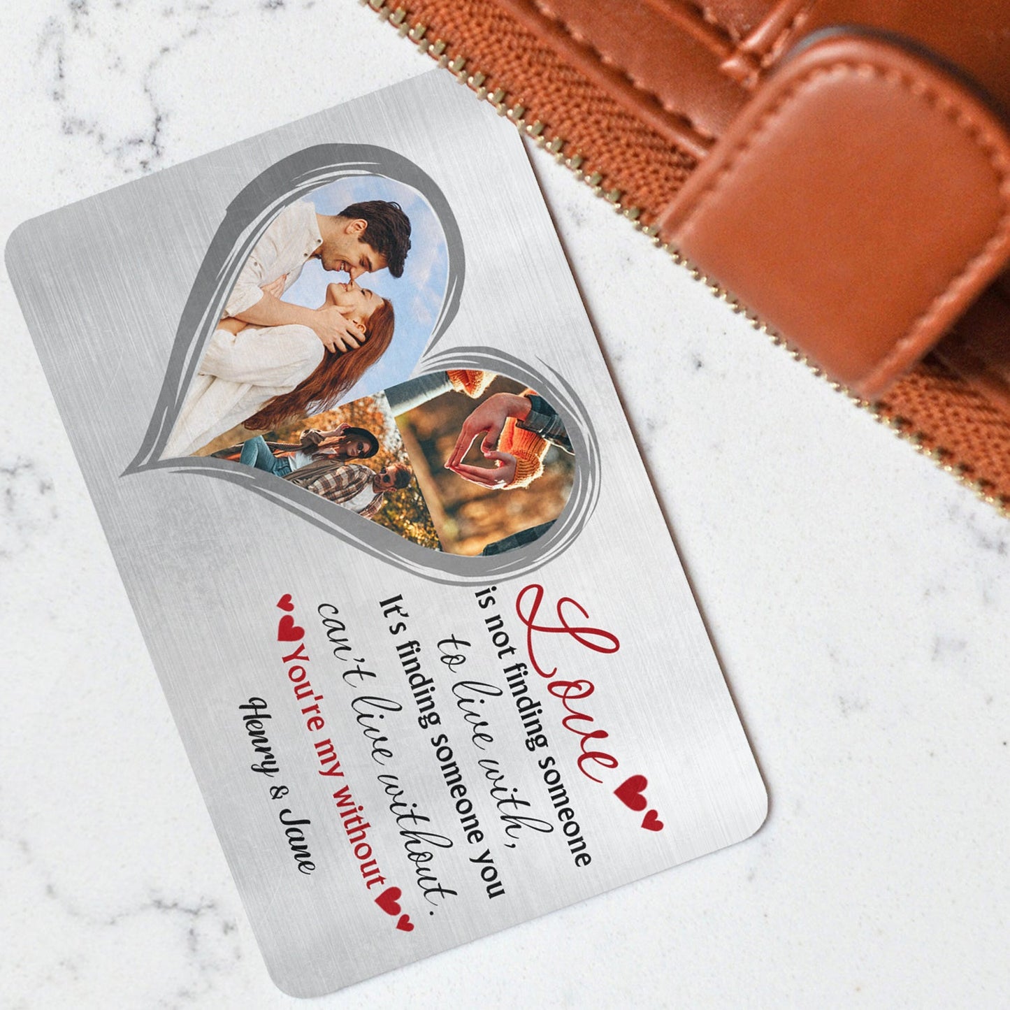 Custom Photo Love Isn't Finding Someone - Gift For Couples - Personalized Aluminum Wallet Card