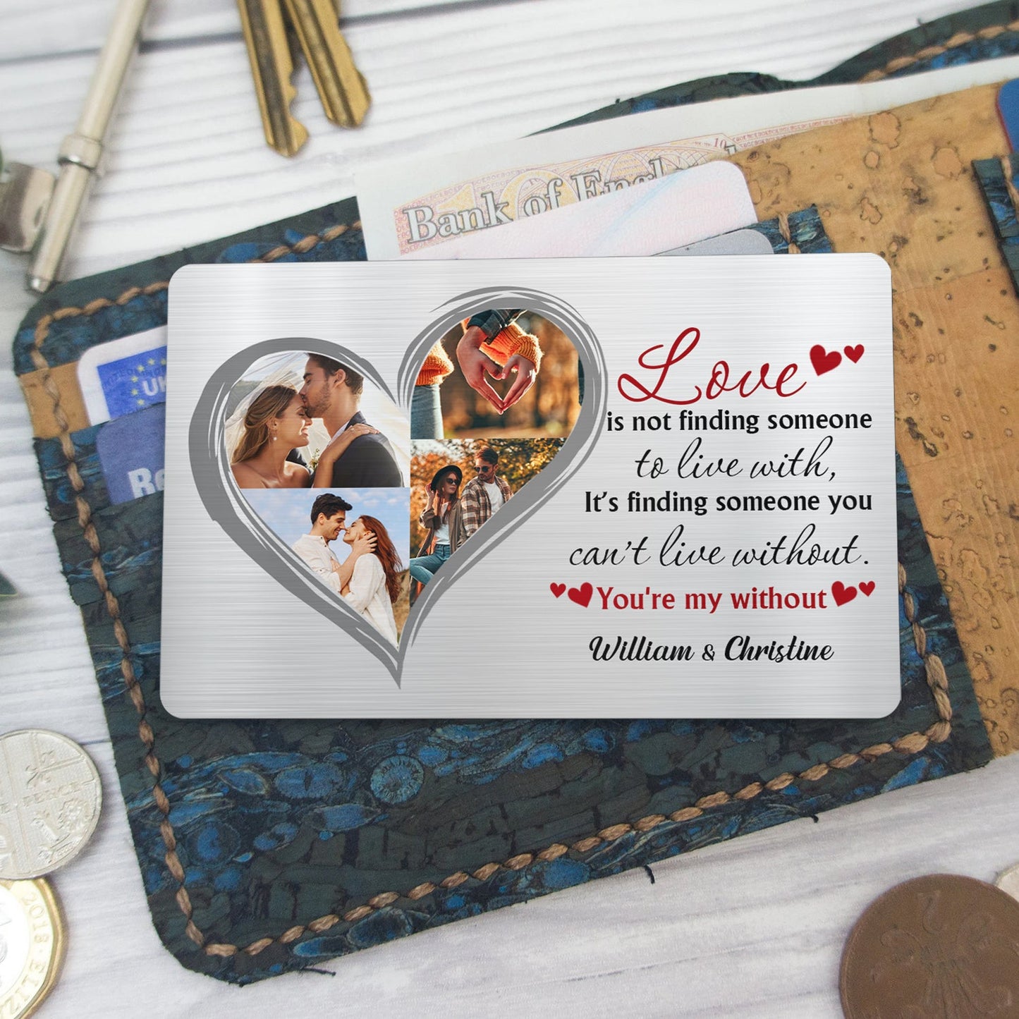 Custom Photo Love Isn't Finding Someone - Gift For Couples - Personalized Aluminum Wallet Card