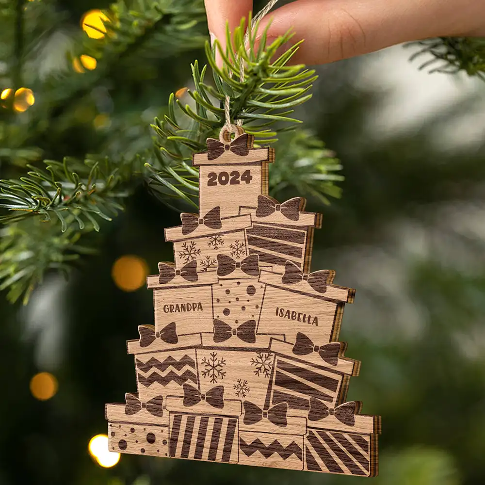 Christmas Presents - Personalized Wooden Cutout Ornament