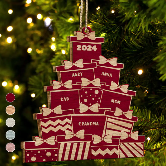 Christmas Presents - Personalized Wooden Cutout Ornament