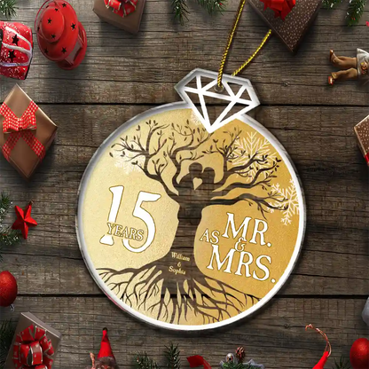 Mr. & Mrs. Couple Wedding Anniversary - Personalized Custom Shaped Acrylic Ornament