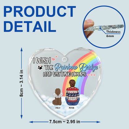 Has Visiting Hours Memorial Pet Christmas - Personalized Heart Shaped Glass Ornament