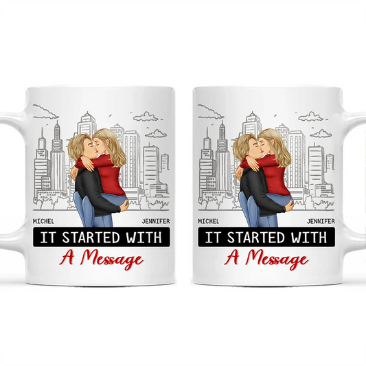 It Started With A Message Couples - Personalized Mug