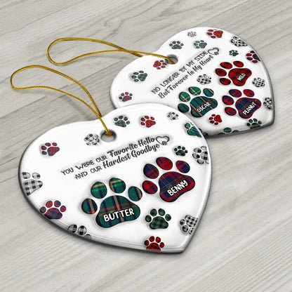 Memorial Dog Cat You Left Paw Prints On My Heart - 3D Inflated Effect Printed Ornament, Personalized Heart Acrylic Ornament