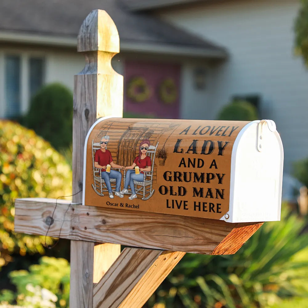 Couple A Lovely Lady And A Grumpy Old Man Live Here - Personalized Mailbox Cover