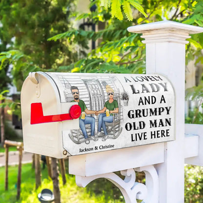 Couple A Lovely Lady And A Grumpy Old Man Live Here - Personalized Mailbox Cover