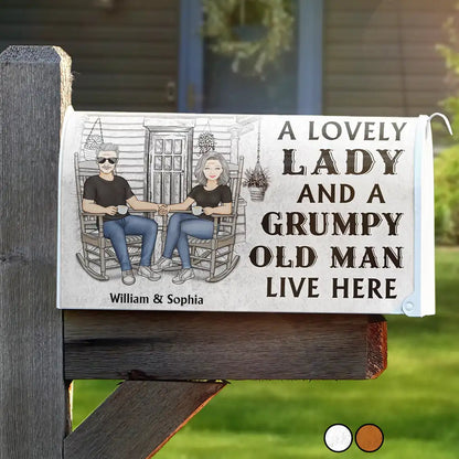 Couple A Lovely Lady And A Grumpy Old Man Live Here - Personalized Mailbox Cover