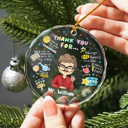 Teacher Thank You For Helping Me Grow - Personalized Circle Acrylic Ornament