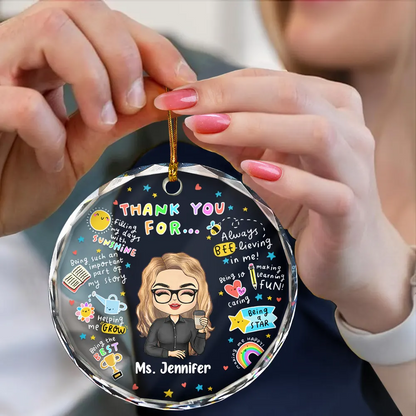 Teacher Thank You For Helping Me Grow - Personalized Circle Acrylic Ornament